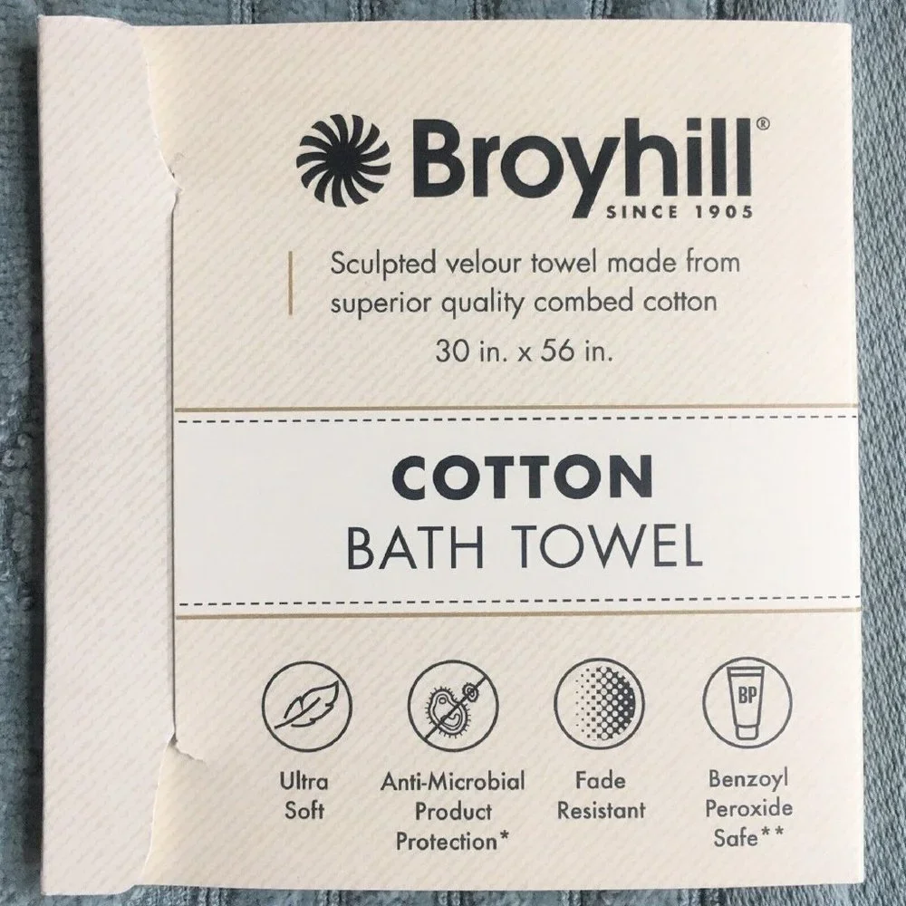 3 new Broyhill Jacquard-Pattern Textured Velour 100% Cotton Bath Towels